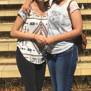 Semi-lace, multi-print top :)